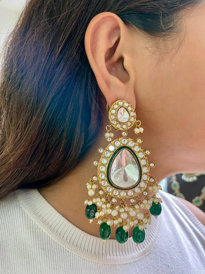 Arki Polki Emerald Gold Kundan Necklace Set Necklace Earrings PRERTO ECOMMERCE PRIVATE LIMITED Necklaces