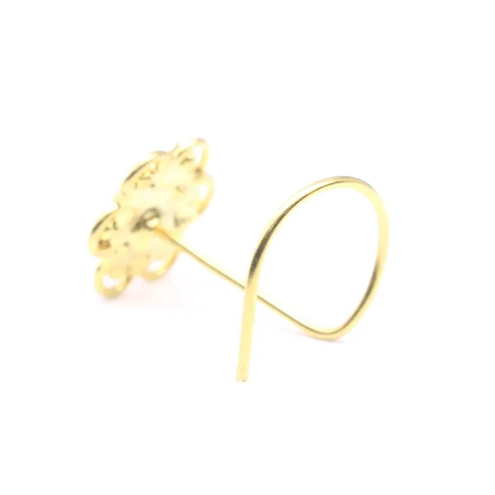 Cute Indian Floral Gold Plated Nose Stud CZ Twisted nose ring 24g Karizma Jewels Rings