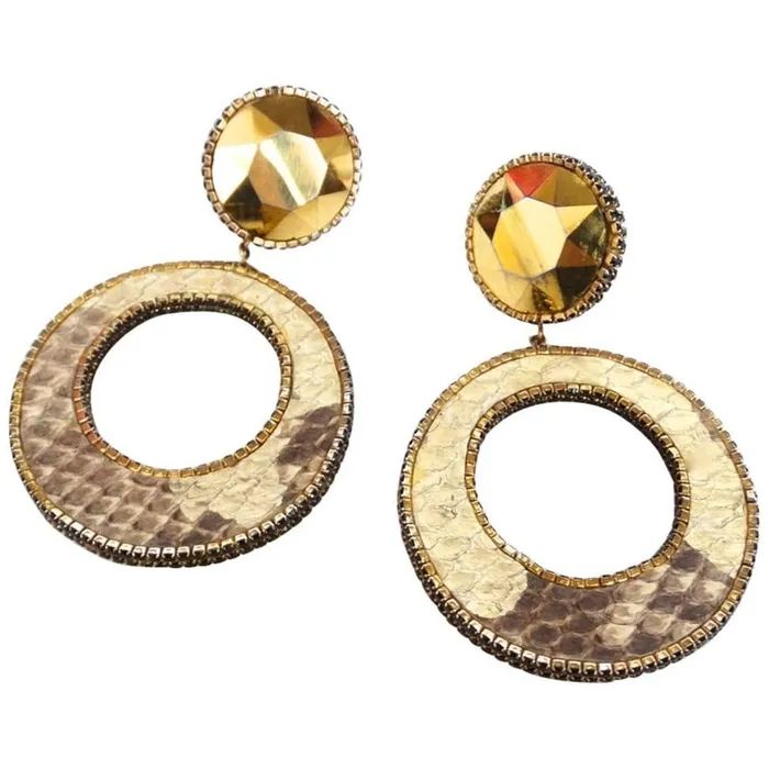 Earrings 1980 Deanna Hamro Python Hoop Earrings Vintage by Misty