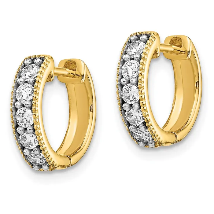 Earrings WB Choice Jewelry 14k Yellow Gold Diamond Milgrain Hinged Hoop EarringsWBCEM4269033YA Earrings WB Choice Jewelry 14k Yellow Gold Diamond Milgrain Hinged Hoop EarringsWBCEM4269033YA