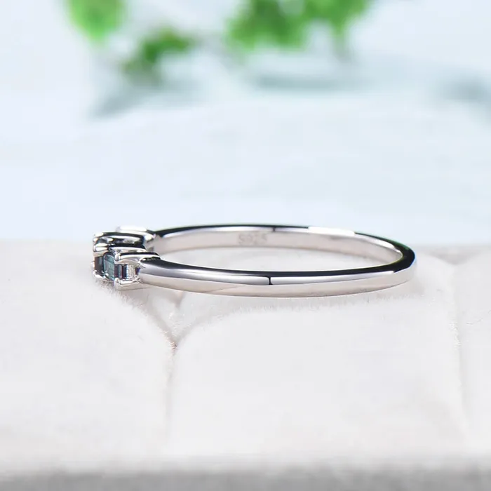 East to West Baguette Alexandrite Ring three stone Color Change Stone Wedding Ring Stacking Dainty Ring June Birthstone Anniversary Gift PENFINE Rings East to West Baguette Alexandrite Ring three stone Color Change Stone Wedding Ring Stacking Dainty Ring June Birthstone Anniversary Gift PENFINE Rings
