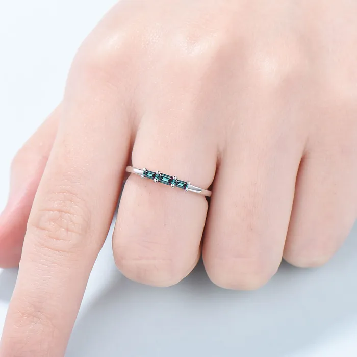 East to West Baguette Alexandrite Ring three stone Color Change Stone Wedding Ring Stacking Dainty Ring June Birthstone Anniversary Gift PENFINE Rings East to West Baguette Alexandrite Ring three stone Color Change Stone Wedding Ring Stacking Dainty Ring June Birthstone Anniversary Gift PENFINE Rings
