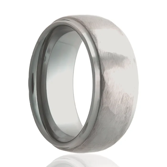 HEAVY STONE RINGS 8mm Tungsten Carbide dome step edge Hammer finish ring Rings HEAVY STONE RINGS 8mm Tungsten Carbide dome step edge Hammer finish ring Rings