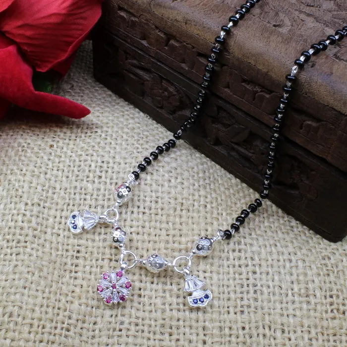 Indian sterling silver Mangalsutra women necklace chain wedding gift for wife Karizma Jewels Necklaces Indian sterling silver Mangalsutra women necklace chain wedding gift for wife Karizma Jewels Necklaces