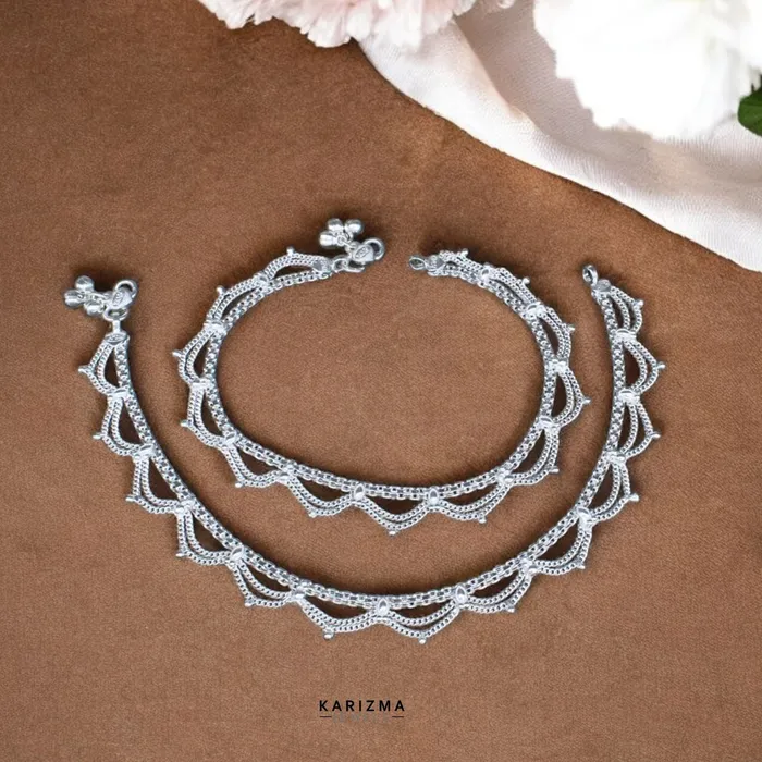 Karizma Jewels Rings Real Sterling Silver Indian women daily wear Anklets Ankle Pair 105 Karizma Jewels Rings Real Sterling Silver Indian women daily wear Anklets Ankle Pair 105