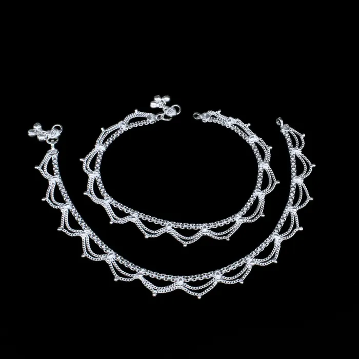 Karizma Jewels Rings Real Sterling Silver Indian women daily wear Anklets Ankle Pair 105
