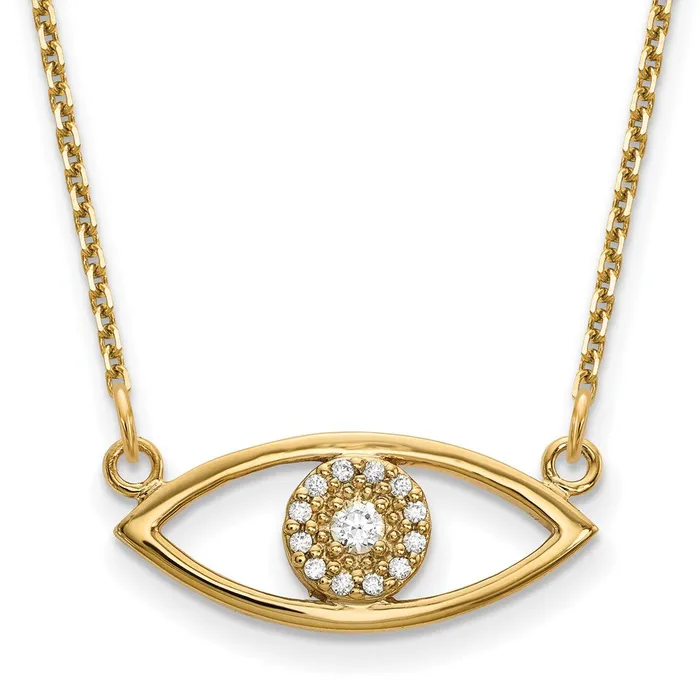 Necklaces WB Choice Jewelry 14k Small Diamond Evil Eye NecklaceWBCXP5046VS