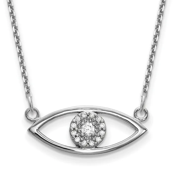Necklaces WB Choice Jewelry 14k White Gold Small Diamond Evil Eye NecklaceWBCXP5046WAAA Necklaces WB Choice Jewelry 14k White Gold Small Diamond Evil Eye NecklaceWBCXP5046WAAA