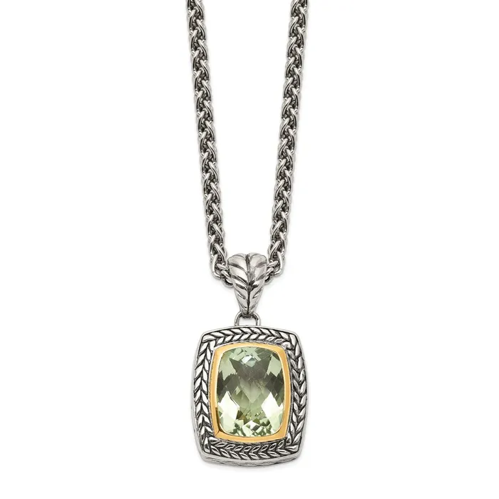 Necklaces WB Choice Jewelry Sterling Silver w14k Green Quartz NecklaceWBCQTC33 Necklaces WB Choice Jewelry Sterling Silver w14k Green Quartz NecklaceWBCQTC33