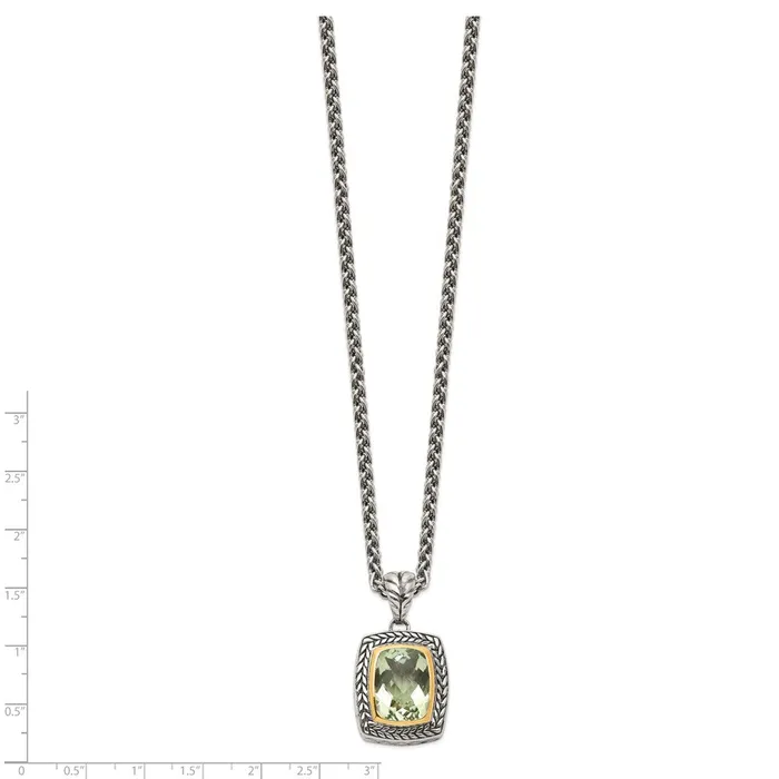 Necklaces WB Choice Jewelry Sterling Silver w14k Green Quartz NecklaceWBCQTC33 Necklaces WB Choice Jewelry Sterling Silver w14k Green Quartz NecklaceWBCQTC33
