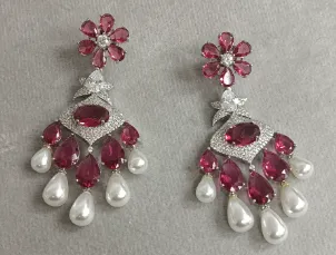 Pearl Ruby Drops Dimonte Necklace Set PRERTO ECOMMERCE PRIVATE LIMITED Necklaces