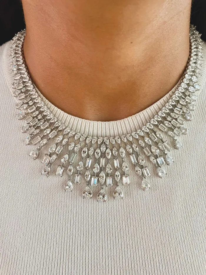 PRERTO ECOMMERCE PRIVATE LIMITED Necklaces Rain Drop Dimonte Necklace Set Necklace Earrings PRERTO ECOMMERCE PRIVATE LIMITED Necklaces Rain Drop Dimonte Necklace Set Necklace Earrings
