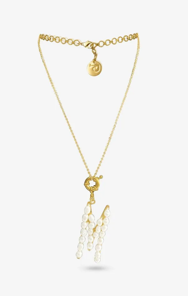 PRERTO ECOMMERCE PRIVATE LIMITED Perle Iniziale Charm Necklace Necklaces