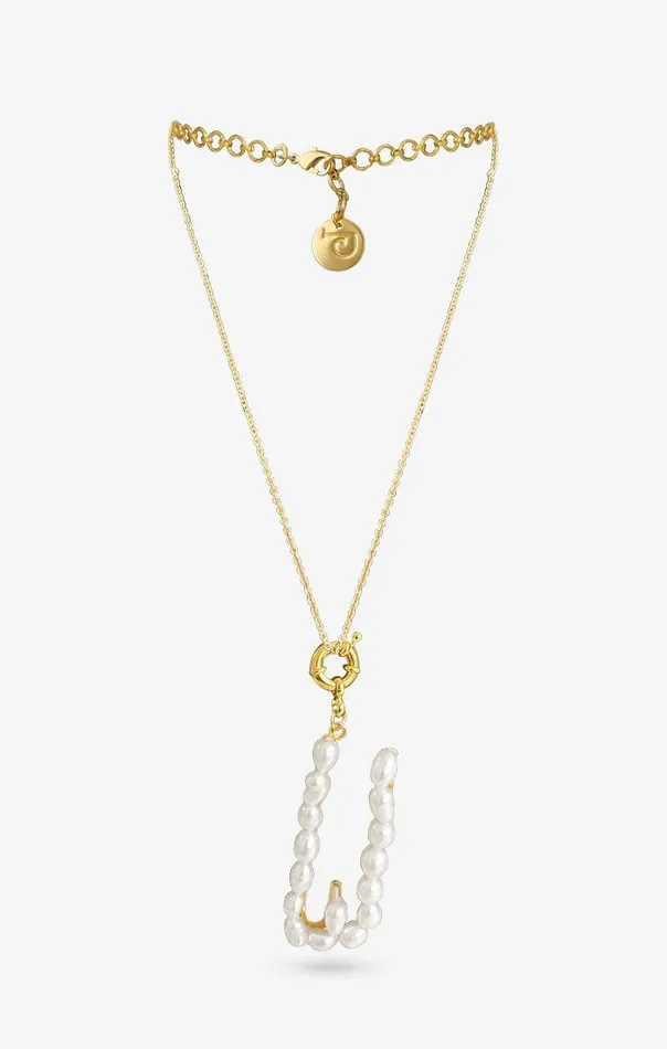 PRERTO ECOMMERCE PRIVATE LIMITED Perle Iniziale Charm Necklace Necklaces