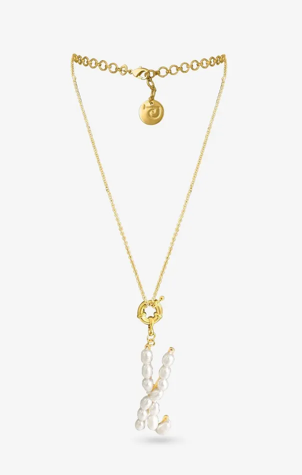 PRERTO ECOMMERCE PRIVATE LIMITED Perle Iniziale Charm Necklace Necklaces