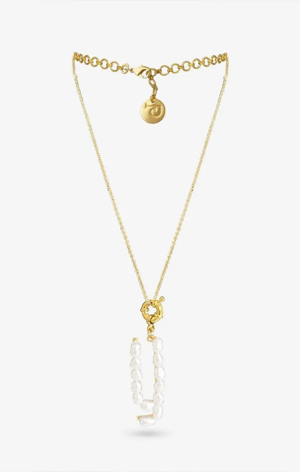 PRERTO ECOMMERCE PRIVATE LIMITED Perle Iniziale Charm Necklace Necklaces