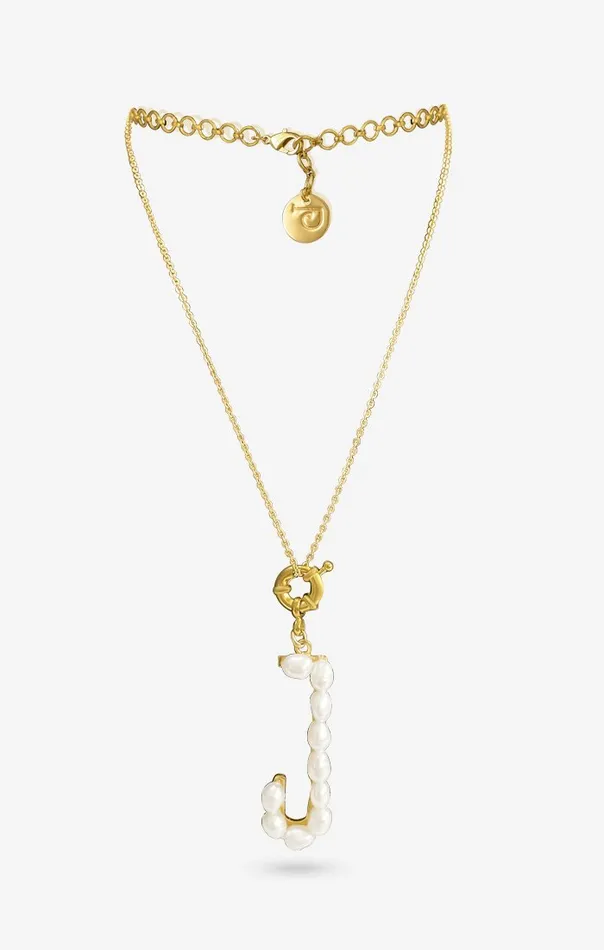 PRERTO ECOMMERCE PRIVATE LIMITED Perle Iniziale Charm Necklace Necklaces