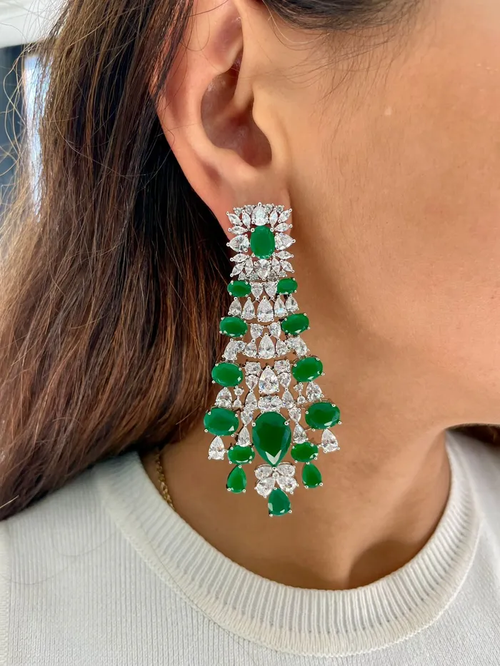 Rewari 5 Layer Dimonte Emerald Lines Necklace Set PRERTO ECOMMERCE PRIVATE LIMITED Necklaces