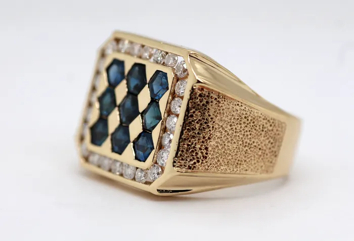 Rings FULLERS PURCHASE FROM PUBLIC Estate Gents 14KY 150 Cttw Sapphire and Diamond Ring Rings FULLERS PURCHASE FROM PUBLIC Estate Gents 14KY 150 Cttw Sapphire and Diamond Ring