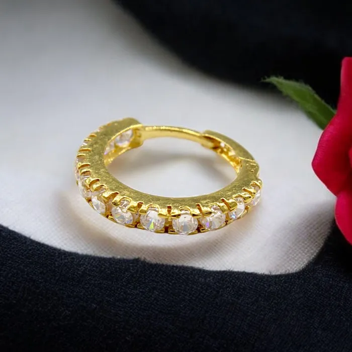 Rings Karizma Jewels 18K Real Gold Nose ring White CZ Clicker party wear Nose Hoop Ring 20g Rings Karizma Jewels 18K Real Gold Nose ring White CZ Clicker party wear Nose Hoop Ring 20g