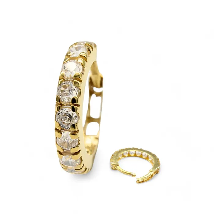 Rings Karizma Jewels 18K Real Gold Nose ring White CZ Clicker party wear Nose Hoop Ring 20g