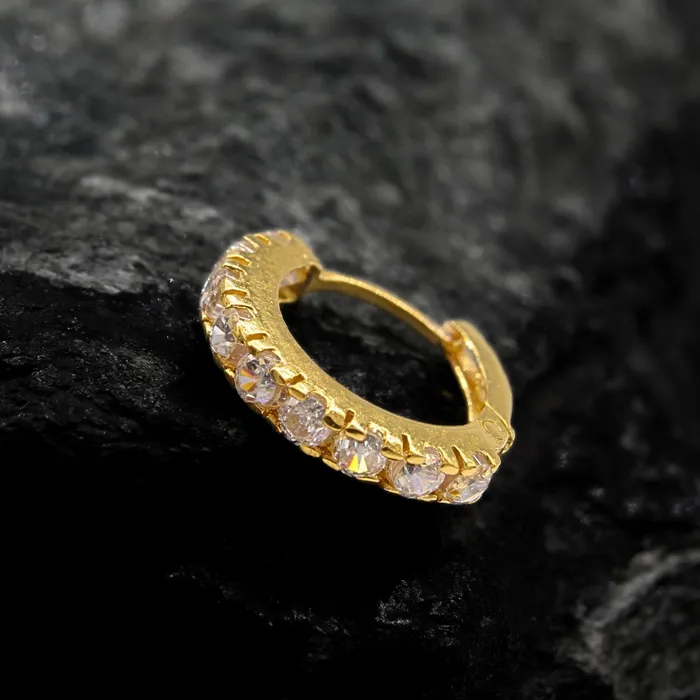 Rings Karizma Jewels 18K Real Gold Nose ring White CZ Clicker party wear Nose Hoop Ring 20g