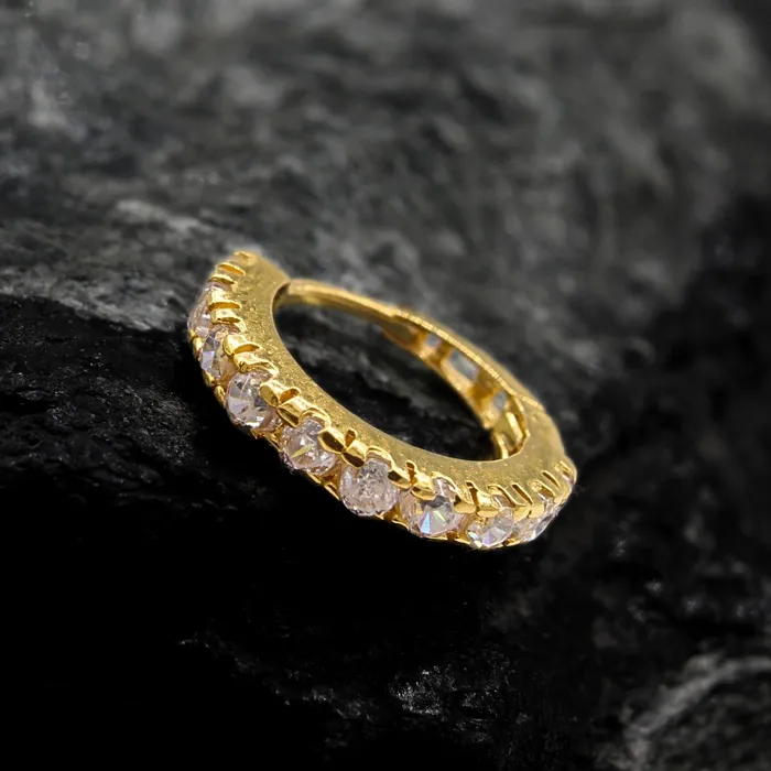 Rings Karizma Jewels 18K Real Gold Nose ring White CZ Clicker party wear Nose Hoop Ring 20g