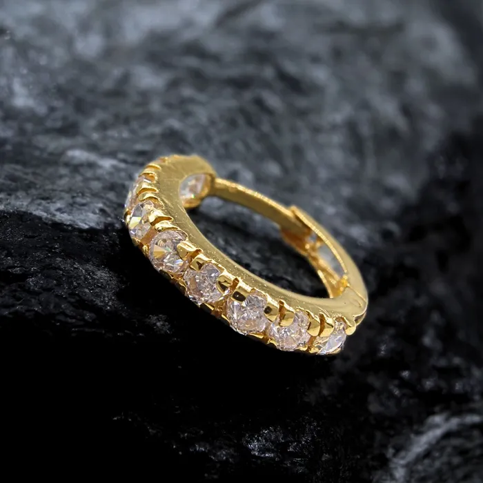 Rings Karizma Jewels 18K Real Gold Nose ring White CZ Clicker party wear Nose Hoop Ring 20g
