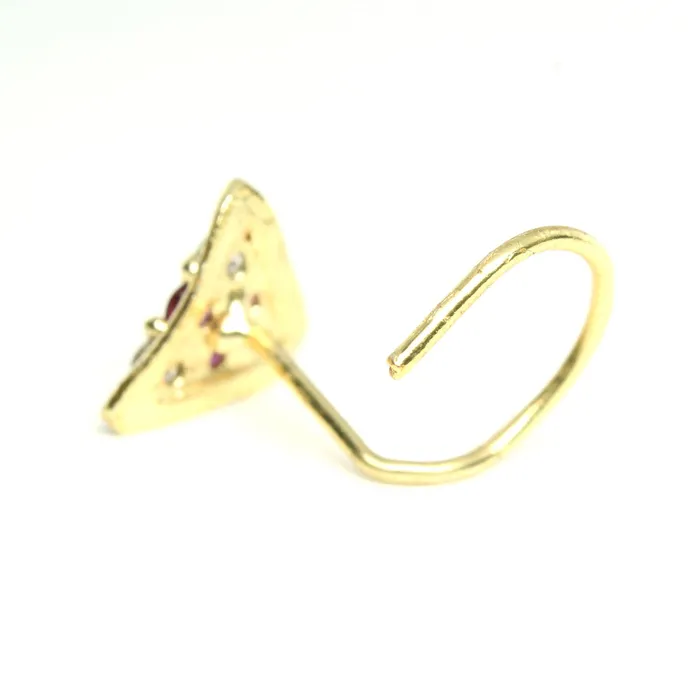 Rings Karizma Jewels 2pc Set Gold Plated Triangle Cute Flower Women Nose Stud CZ Twisted nose ring