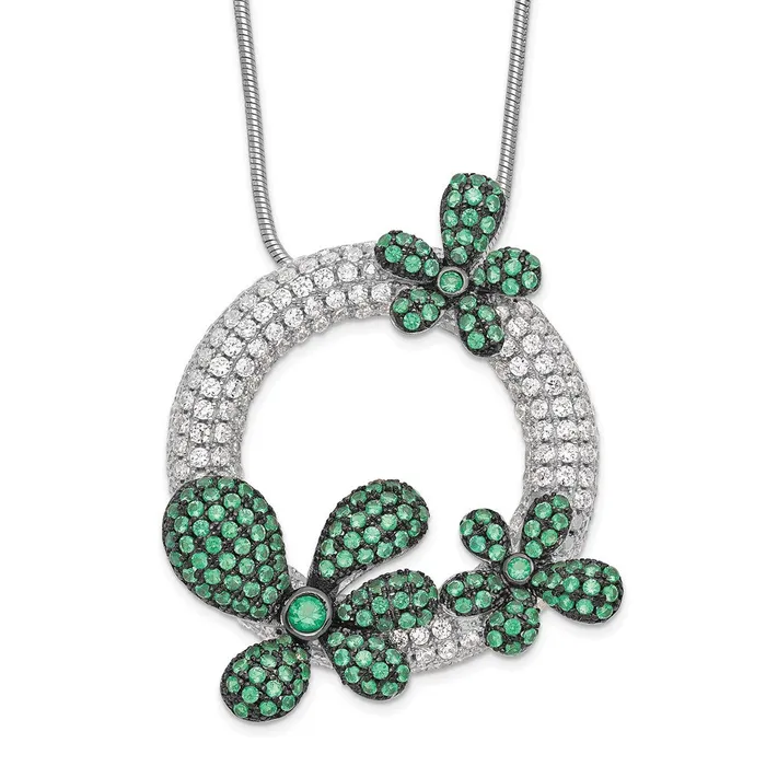 SS RhodiumPlated CZ Brilliant Embers Circle wFlowers NecklaceWBCQMP117618 WB Choice Jewelry Necklaces SS RhodiumPlated CZ Brilliant Embers Circle wFlowers NecklaceWBCQMP117618 WB Choice Jewelry Necklaces