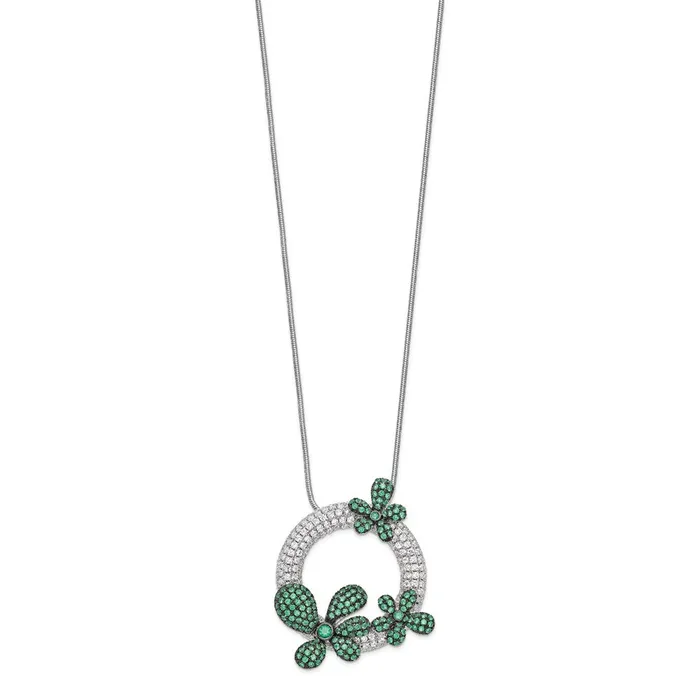 SS RhodiumPlated CZ Brilliant Embers Circle wFlowers NecklaceWBCQMP117618 WB Choice Jewelry Necklaces SS RhodiumPlated CZ Brilliant Embers Circle wFlowers NecklaceWBCQMP117618 WB Choice Jewelry Necklaces