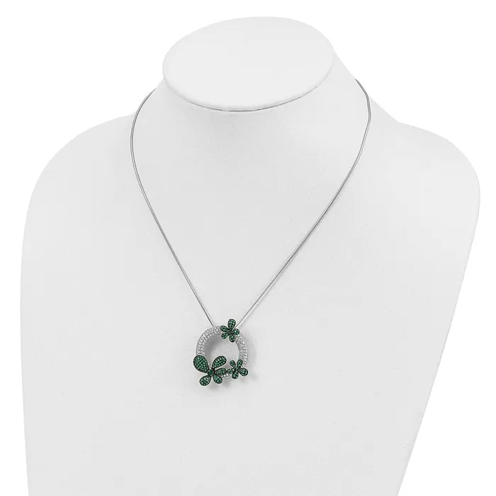 SS RhodiumPlated CZ Brilliant Embers Circle wFlowers NecklaceWBCQMP117618 WB Choice Jewelry Necklaces SS RhodiumPlated CZ Brilliant Embers Circle wFlowers NecklaceWBCQMP117618 WB Choice Jewelry Necklaces