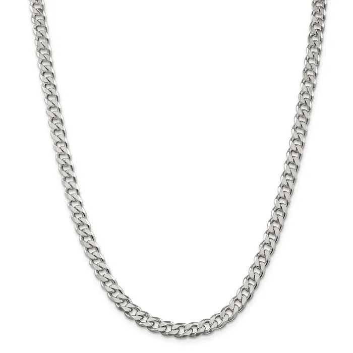 Sterling Silver 7mm Curb ChainWBCQCB18024 WB Choice Jewelry Rings