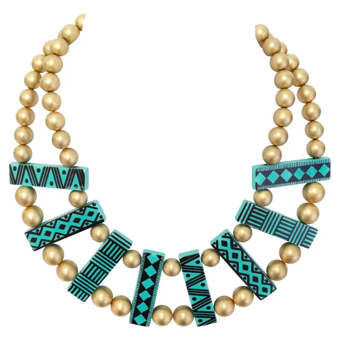 Vintage by Misty Necklaces 1980s Guillemette LHoir Tribal Bib Necklace