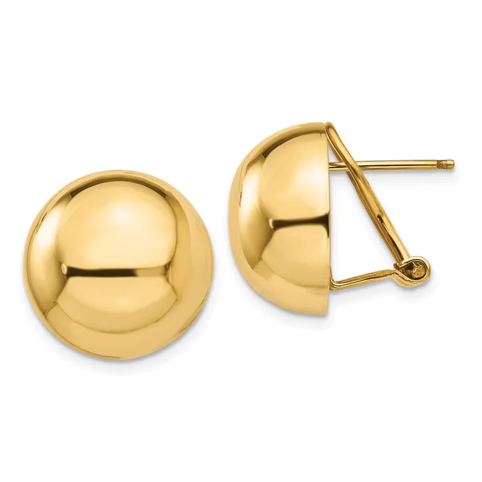 WB Choice Jewelry 14k Omega Clip 16mm Half Ball EarringsWBCH920 Earrings