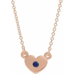 WB Choice Jewelry Necklaces 14K Rose Blue Sapphire Heart 16 Necklace 8633560042PSTWBC WB Choice Jewelry Necklaces 14K Rose Blue Sapphire Heart 16 Necklace 8633560042PSTWBC