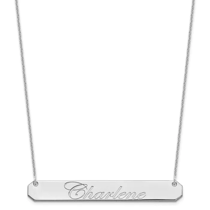 WB Choice Jewelry Necklaces 14K White Gold Large Polished Edwardian Script Bar NecklaceWBCXNA1225W WB Choice Jewelry Necklaces 14K White Gold Large Polished Edwardian Script Bar NecklaceWBCXNA1225W