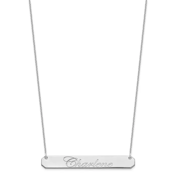 WB Choice Jewelry Necklaces 14K White Gold Large Polished Edwardian Script Bar NecklaceWBCXNA1225W WB Choice Jewelry Necklaces 14K White Gold Large Polished Edwardian Script Bar NecklaceWBCXNA1225W