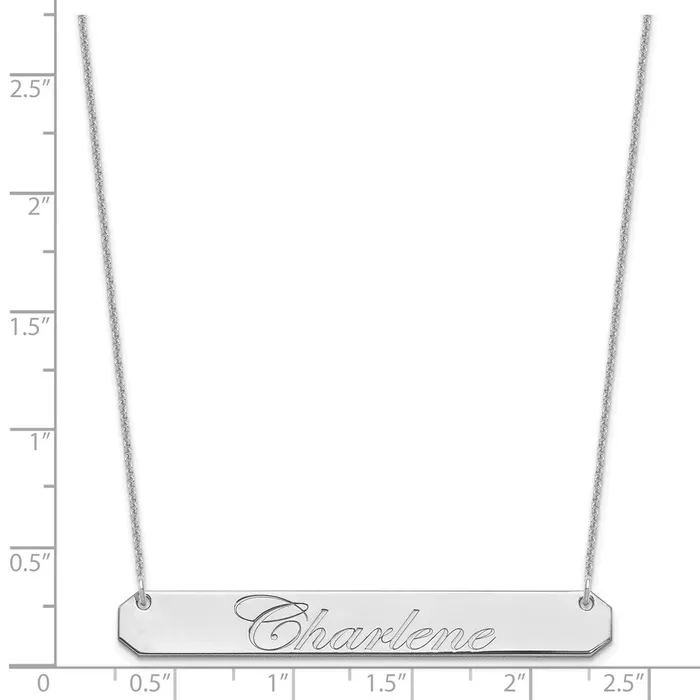 WB Choice Jewelry Necklaces 14K White Gold Large Polished Edwardian Script Bar NecklaceWBCXNA1225W WB Choice Jewelry Necklaces 14K White Gold Large Polished Edwardian Script Bar NecklaceWBCXNA1225W