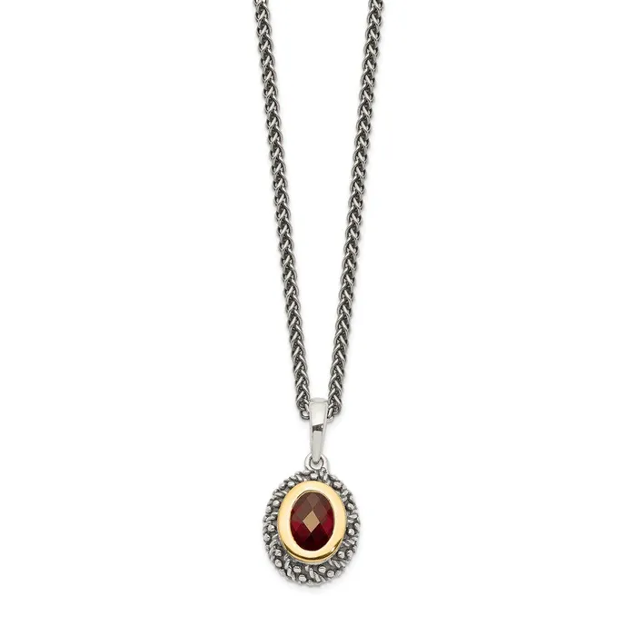 WB Choice Jewelry Necklaces Sterling Silver w14k Garnet NecklaceWBCQTC1385 WB Choice Jewelry Necklaces Sterling Silver w14k Garnet NecklaceWBCQTC1385