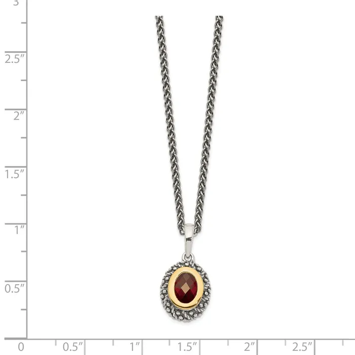 WB Choice Jewelry Necklaces Sterling Silver w14k Garnet NecklaceWBCQTC1385 WB Choice Jewelry Necklaces Sterling Silver w14k Garnet NecklaceWBCQTC1385
