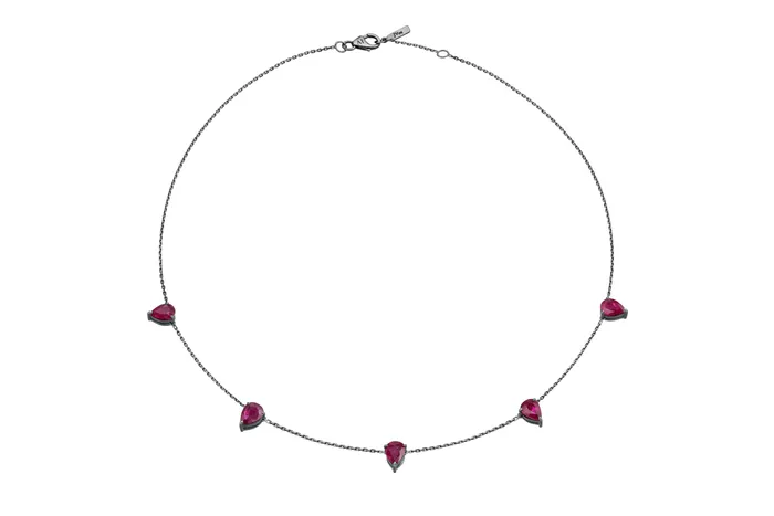 Earrings Jack Vartanian CHOKER DROP IN BLACK RHODIUM PLATED 18K WHITE GOLD WITH RUBY