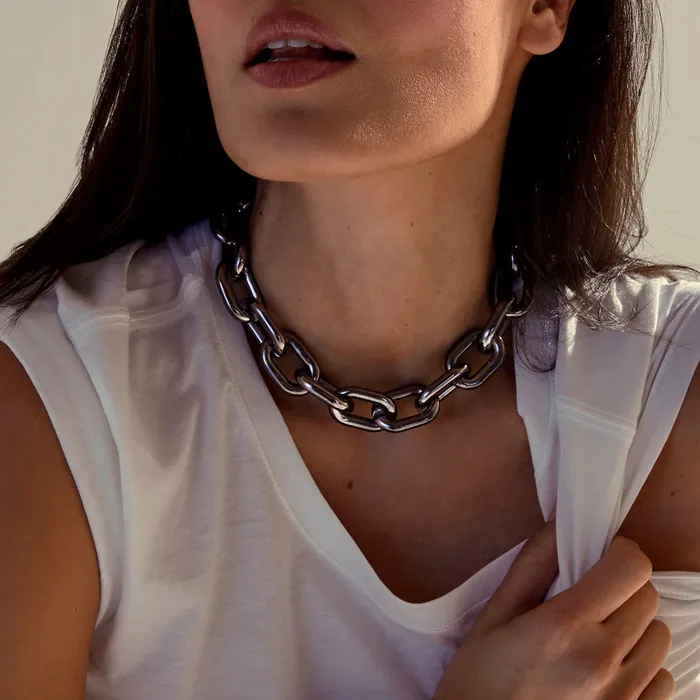 Jack Vartanian LARGE CHAIN NECKLACE IN BLACK RHODIUM PLATED SILVER Necklaces
