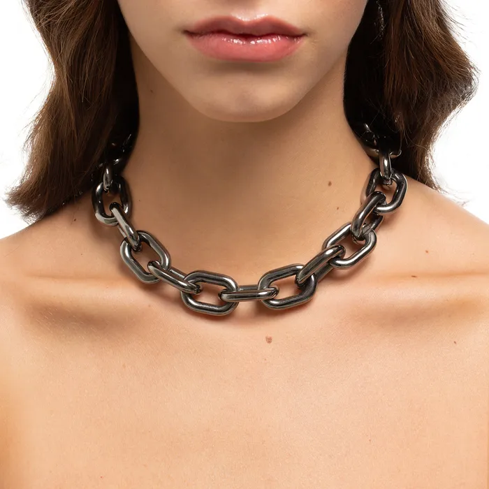 Jack Vartanian LARGE CHAIN NECKLACE IN BLACK RHODIUM PLATED SILVER Necklaces
