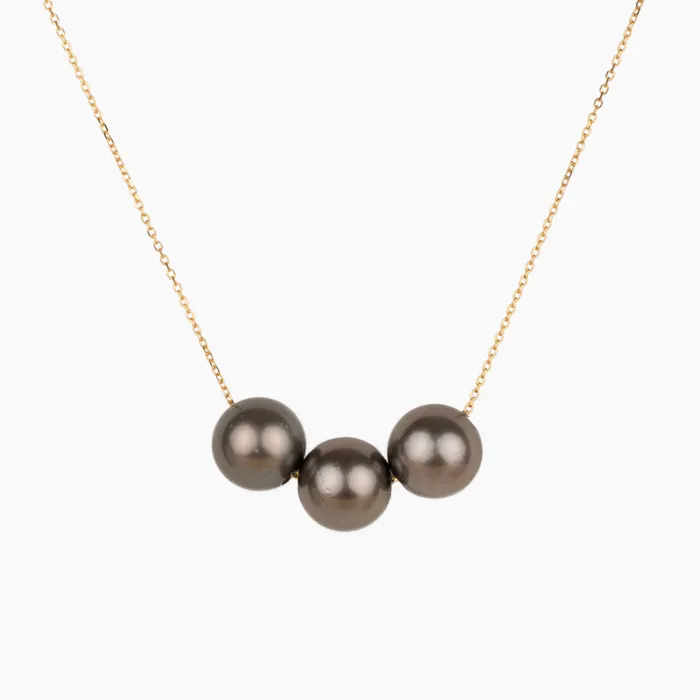 misha hawaii Floating Triple Tahitian Pearl Necklace 14kt Gold Necklaces