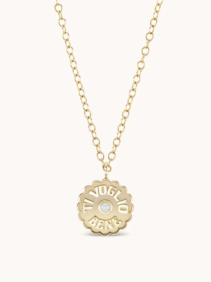 Necklaces Marlo Laz Mini Raised Gold TVB Necklace Pearl