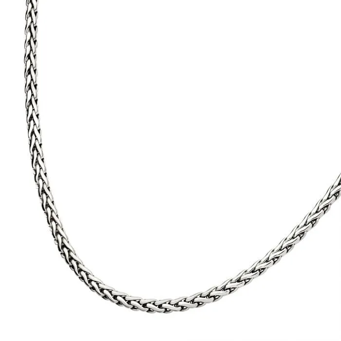 Necklaces Silver Tone Stainless Steel 5mm High Polished Finish Spiga Chain Necklace INOX JEWELRY