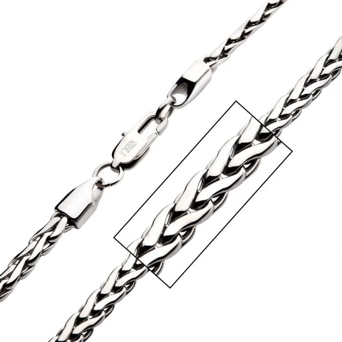 Necklaces Silver Tone Stainless Steel 5mm High Polished Finish Spiga Chain Necklace INOX JEWELRY