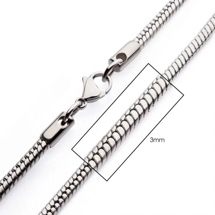 Silver Tone Stainless Steel 3mm Rattail Chain INOX JEWELRY Necklaces
