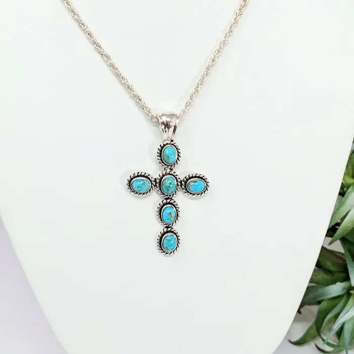 Turquoise 15 Cross Pendant LV2798 Bliss Crystals Necklaces